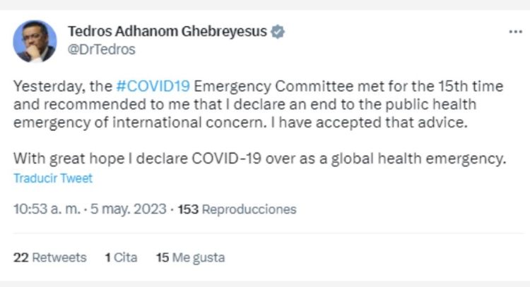Declararon el fin de la emergencia sanitaria global por COVID